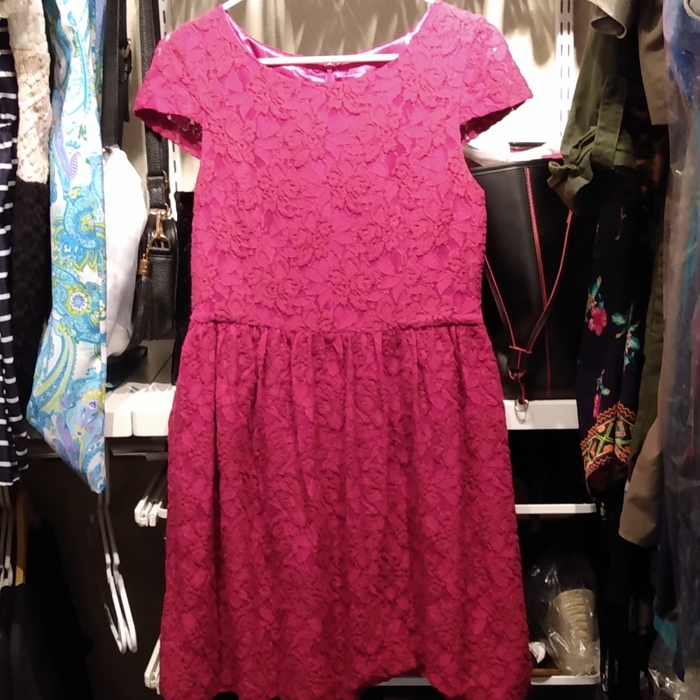 Pink lace mini dress